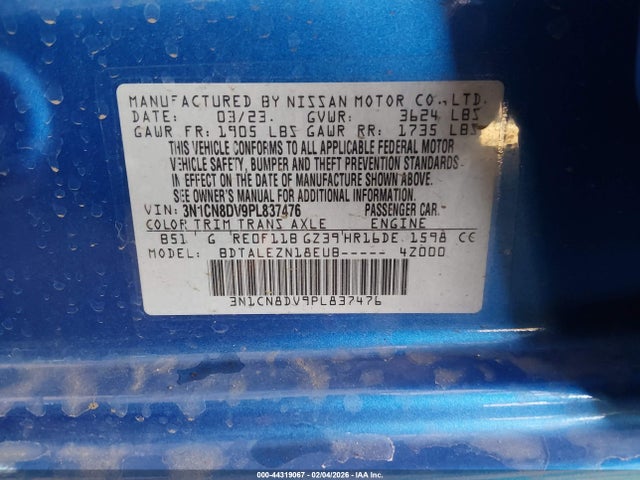 3N1CN8DV9PL837476 Nissan Versa 1.6 S Xtronic Cvt