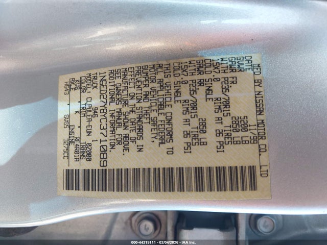 2000 NISSAN FRONTIER 1N6ED27Y8YC371089 Photo 8