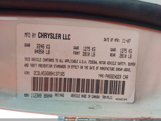 2008 CHRYSLER 300 2C3LA53G88H137165 Photo 8