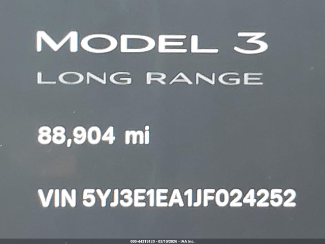 Продаж на аукціоні авто 2018 Tesla Model 3 Long Range/mid Range, vin: 5YJ3E1EA1JF024252, номер лоту: 44319120