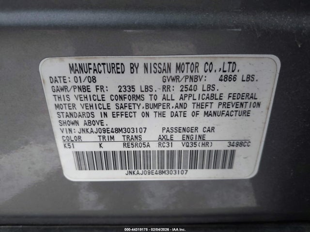 2008 INFINITI EX35 JNKAJ09E48M303107 Photo 8