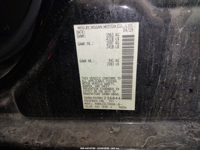Nissan Altima 2.5 Sl 2019 1N4BL4EV9KC236844 Image 9