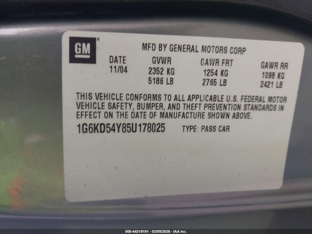 2005 CADILLAC DEVILLE 1G6KD54Y85U178025 Photo 8