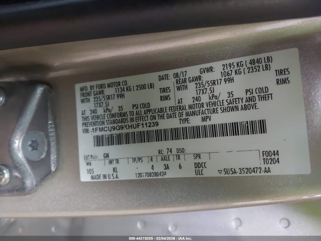 1FMCU9G9XHUF11239 Ford ESCAPE SE
