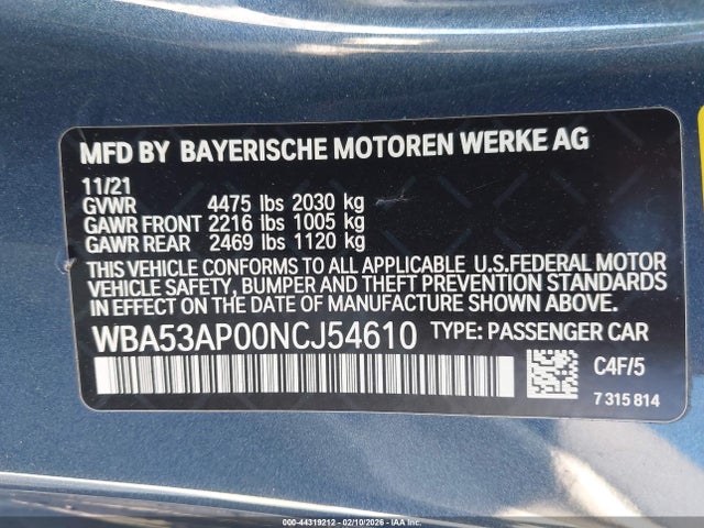 2022 BMW 430I WBA53AP00NCJ54610 Photo 8