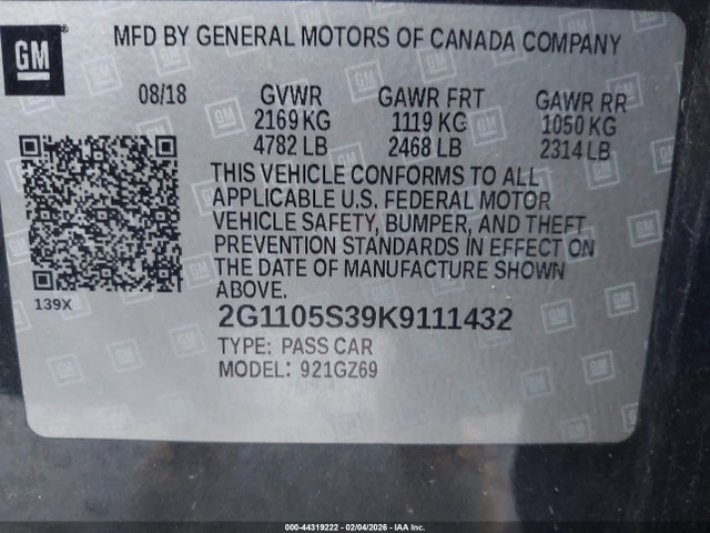 2G1105S39K9111432 Chevrolet Impala Premier