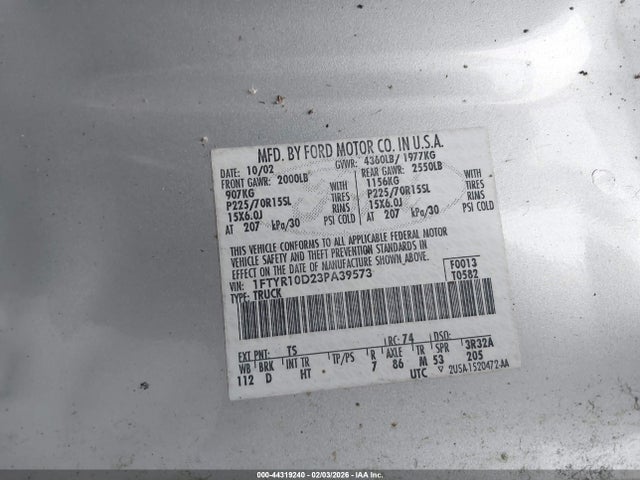 2003 FORD RANGER 1FTYR10D23PA39573 Photo 8