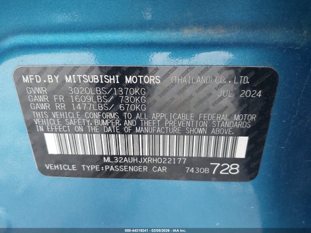 2024 MITSUBISHI MIRAGE ML32AUHJXRH022177 Photo 8