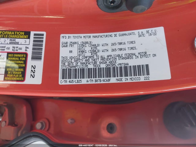 44319247 :رقم المزاد ، 3TYCZ5AN4PT113195 vin ، 2023 Toyota Tacoma Trd Pro مزاد بيع