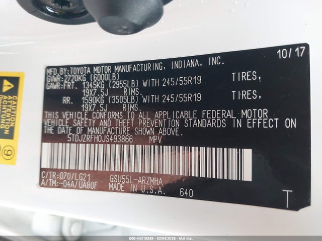Toyota Highlander Se 2018 5TDJZRFH0JS493866 Image 9