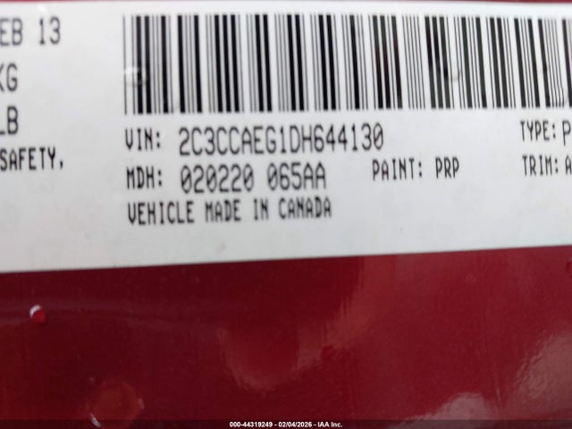 2013 Chrysler 300c მანქანა იყიდება აუქციონზე, vin: 2C3CCAEG1DH644130, აუქციონის ნომერი: 44319249