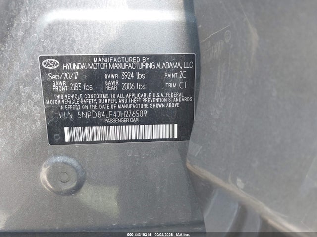 5NPD84LF4JH276509 Hyundai Elantra Value Edition