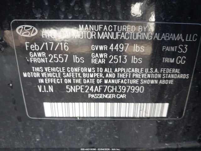 2016 HYUNDAI SONATA 5NPE24AF7GH397990 Photo 8