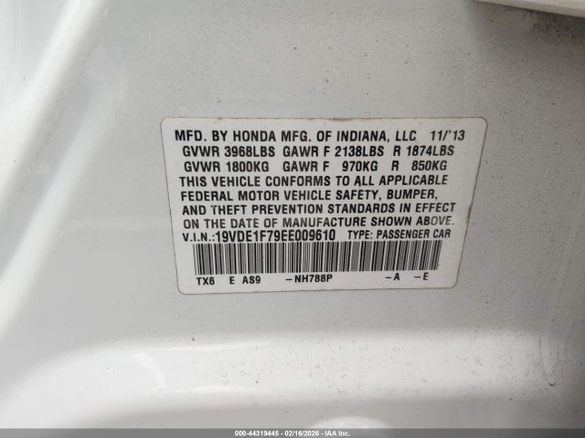 44319445 :رقم المزاد ، 19VDE1F79EE009610 vin ، 2014 Acura Ilx 2.0l مزاد بيع