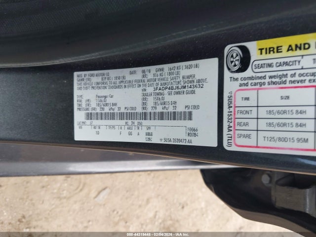 2018 FORD FIESTA 3FADP4BJ6JM143632 Photo 8