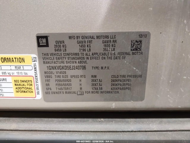 2014 CHEVROLET TRAVERSE 1GNKVGKD5EJ240706 Photo 8