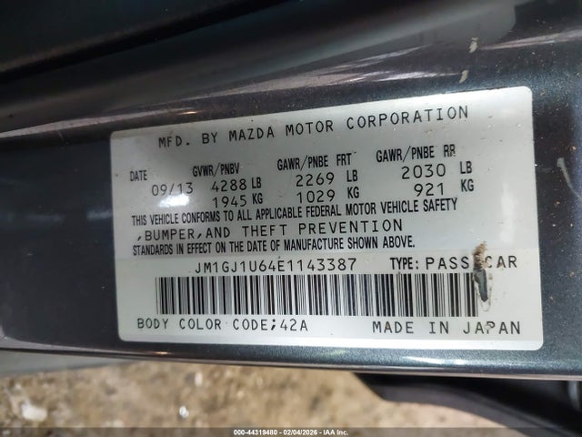 JM1GJ1U64E1143387 Mazda Mazda6 I Sport