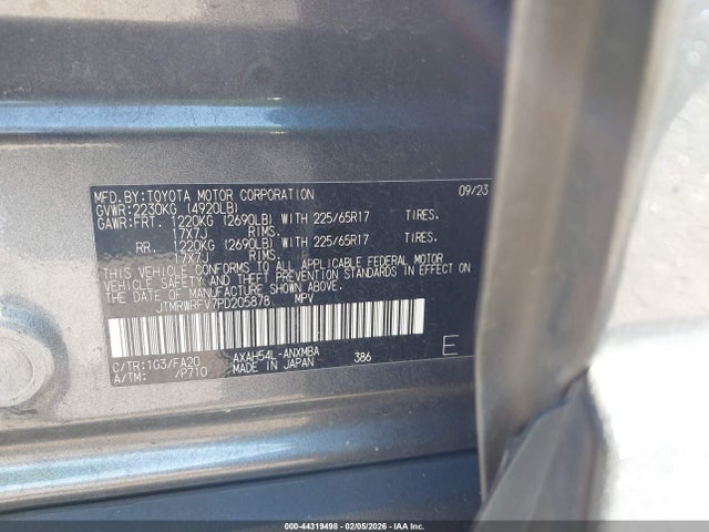 JTMRWRFV7PD205878 Toyota Rav4 Hybrid Xle