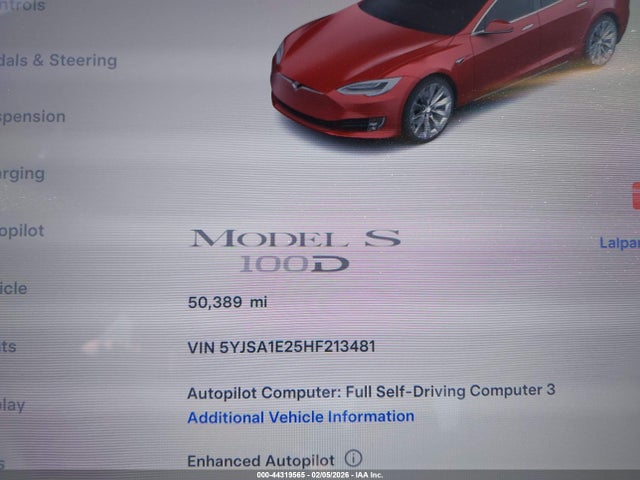 Tesla Model S 100d/60d/75d/90d/p100d 2017 5YJSA1E25HF213481 Image 16