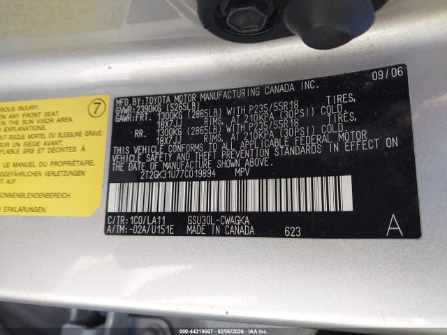 2007 LEXUS RX 350 2T2GK31U77C019894 Photo 8