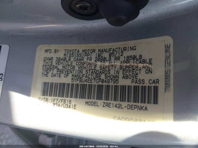 2012 TOYOTA COROLLA 5YFBU4EE7CP049795 Photo 8