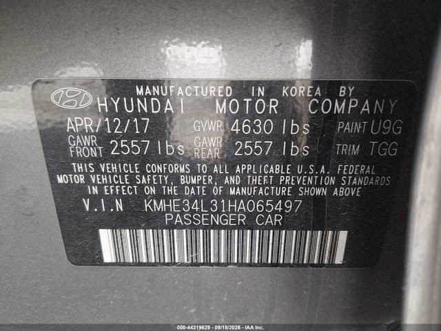 KMHE34L31HA065497 Hyundai Sonata Hybrid Limited