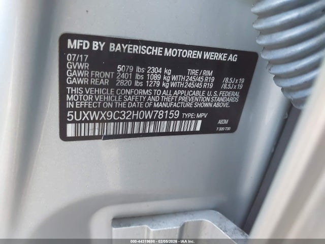 5UXWX9C32H0W78159 BMW X3 Xdrive28i