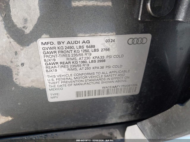 WA1EAAFY7R2081208 Audi Q5 Premium Plus 45 Tfsi S Line Quattro