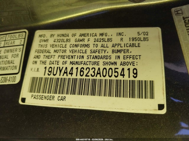 2003 ACURA CL 19UYA41623A005419 Photo 8