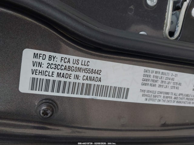 Aukcja sprzedaży 2021 Chrysler 300 300s, vin: 2C3CCABG0MH558442, numer aukcji: 44319739