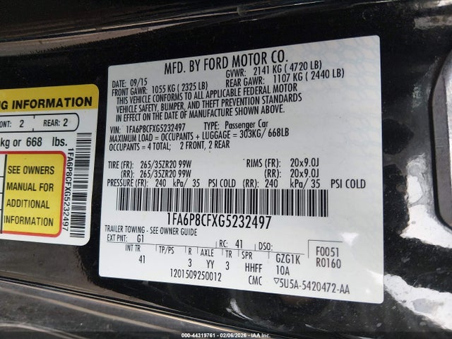 2016 FORD MUSTANG 1FA6P8CFXG5232497 Photo 8