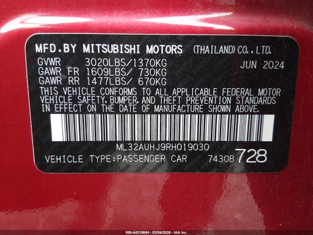 2024 MITSUBISHI MIRAGE ML32AUHJ9RH019030 Photo 8