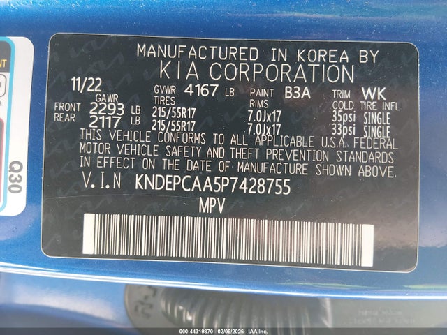 Aukcja sprzedaży 2023 Kia Seltos Lx, vin: KNDEPCAA5P7428755, numer aukcji: 44319870