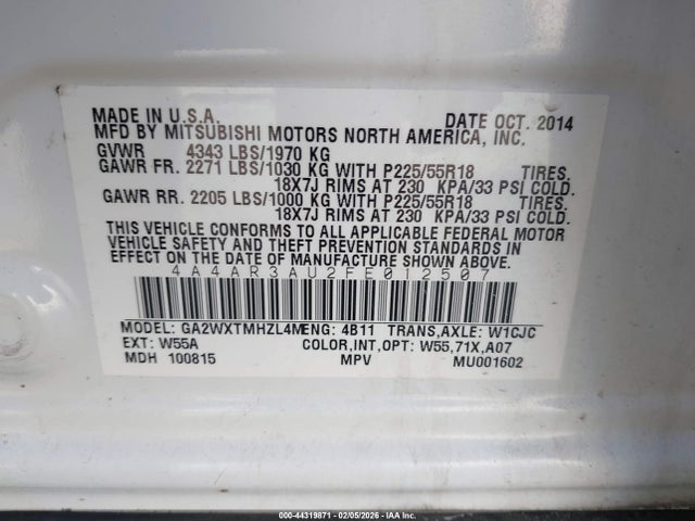 2015 MITSUBISHI OUTLANDER SPORT 4A4AR3AU2FE012507 Photo 8