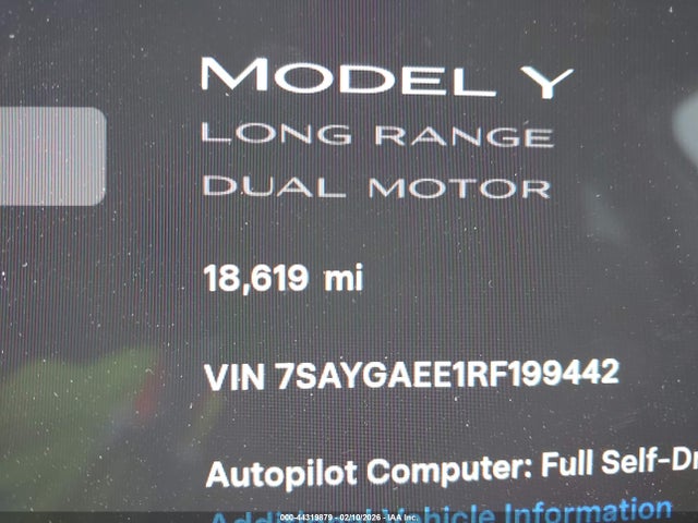 7SAYGAEE1RF199442 Tesla Model Y Long Range Dual Motor All-wheel Drive