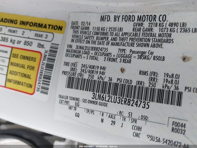 3LN6L2LU3ER824735 Lincoln MKZ HYBRID