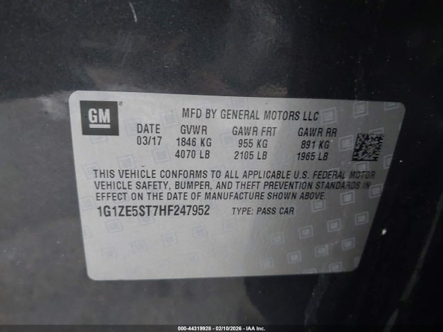 1G1ZE5ST7HF247952 Chevrolet MALIBU 1LT