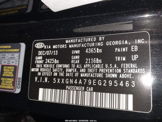 5XXGN4A79EG295463 KIA OPTIMA EX