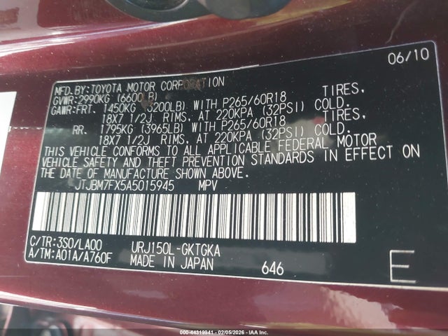 2010 LEXUS GX 460 JTJBM7FX5A5015945 Photo 8