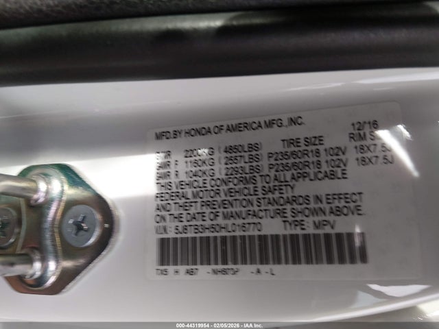 Aukcja sprzedaży 2017 Acura Rdx Technology   Acurawatch Plus Packages/w/technology Package, vin: 5J8TB3H50HL016770, numer aukcji: 44319954
