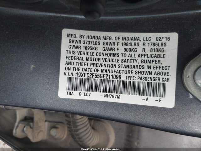 19XFC2F55GE211096 Honda Civic Lx