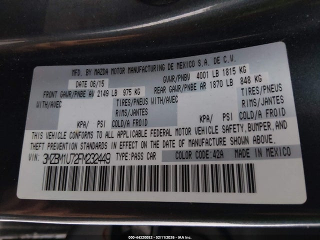 3MZBM1U72FM232449 Mazda Mazda3 I Sport