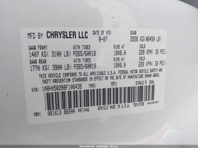 2008 CHRYSLER ASPEN 1A8HX58288F106439 Photo 8