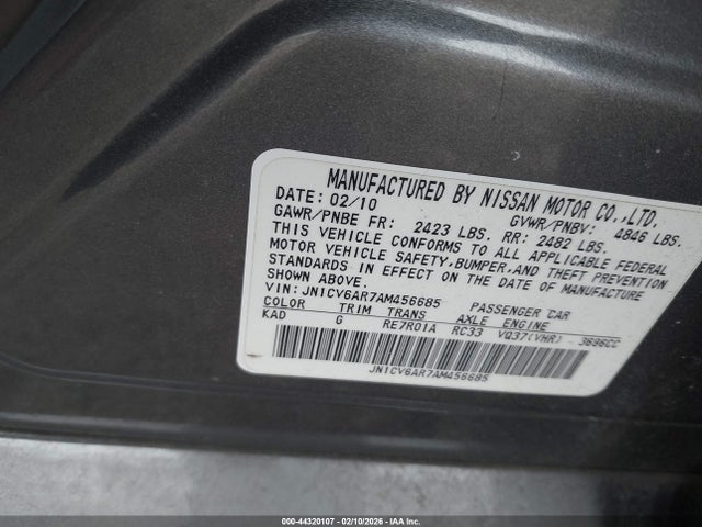 44320107 :رقم المزاد ، JN1CV6AR7AM456685 vin ، 2010 Infiniti G37x مزاد بيع