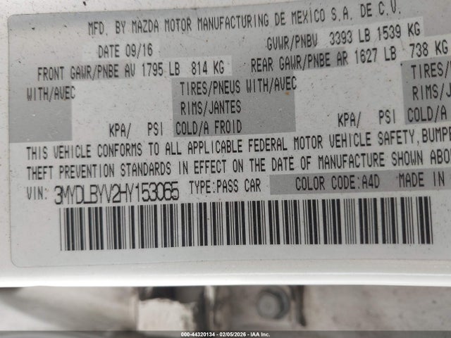 3MYDLBYV2HY153065 Toyota YARIS IA