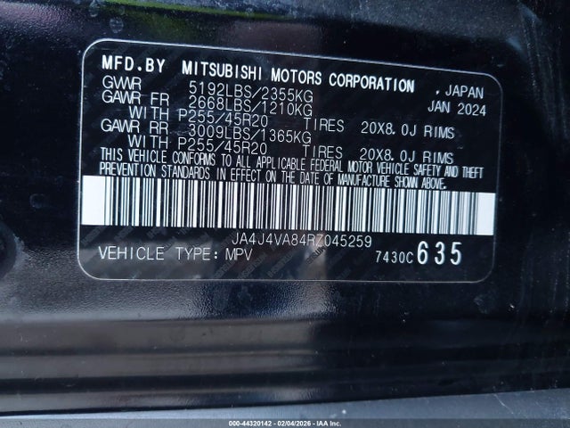 2024 MITSUBISHI OUTLANDER JA4J4VA84RZ045259 Photo 8