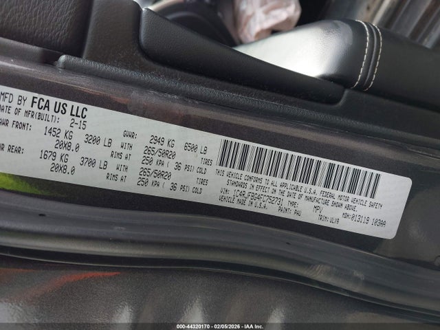 2015 Jeep Grand Cherokee Limited მანქანა იყიდება აუქციონზე, vin: 1C4RJFBG4FC752731, აუქციონის ნომერი: 44320170