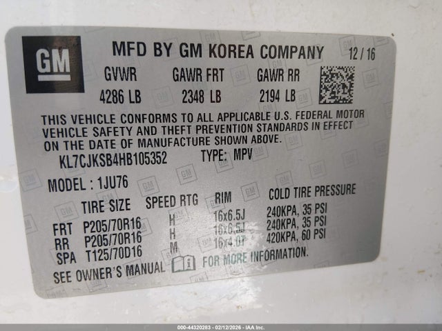 Chevrolet TRAX LS 2017 KL7CJKSB4HB105352 Image 9