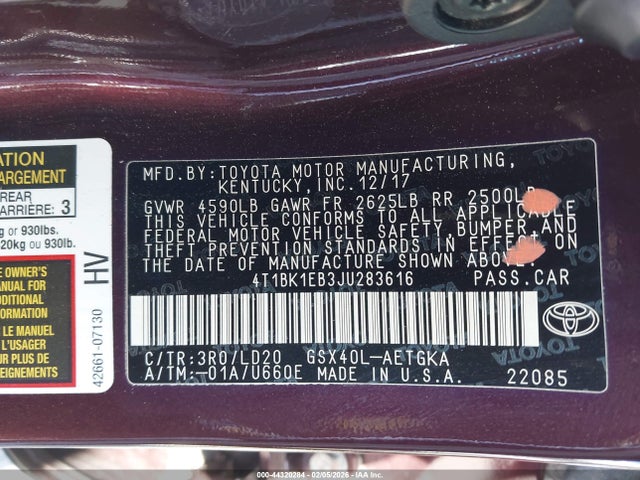 2018 TOYOTA AVALON 4T1BK1EB3JU283616 Photo 8