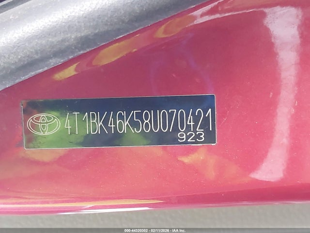 Aukcja sprzedaży 2008 Toyota Camry Le V6, vin: 4T1BK46K58U070421, numer aukcji: 44320302
